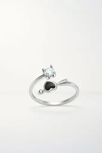 shimmering heart adjustable ring