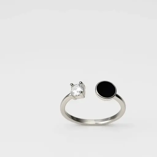 Adjustable black stone ring
