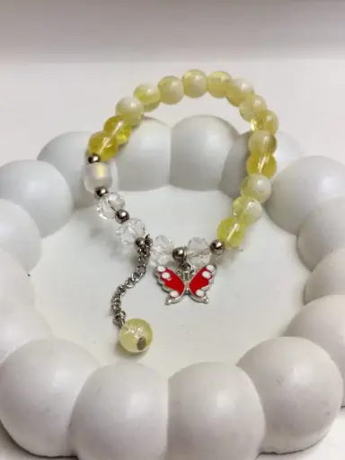 Butterfly charm yellow beads bracelet