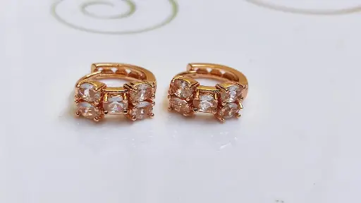Rose Gold Teardrop Crystal Hoop Earrings