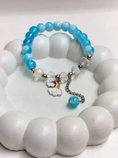 cute rainbow charm blue beads bracelet