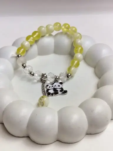 cute panda charms yellow beads bracelet
