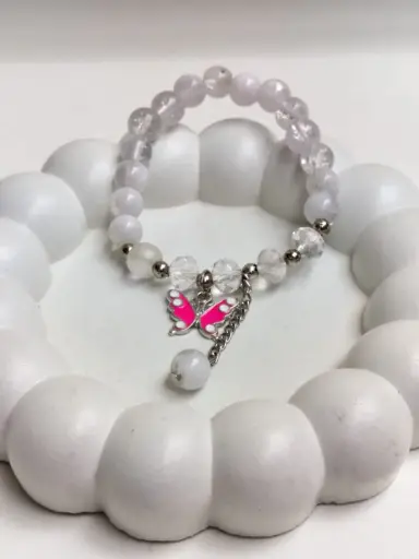 pink butterfly charm bracelet