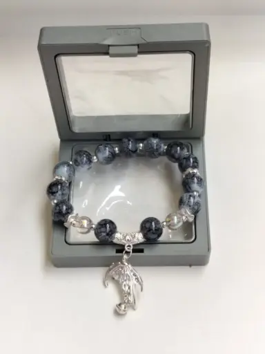 ✨ Elegant Black Crackle Bead Bracelet ✨