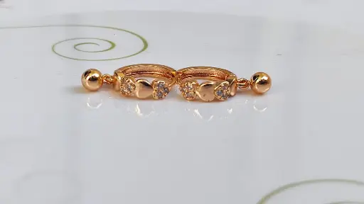 Chic Heart Motif Hoop Earrings with Dangling Bead