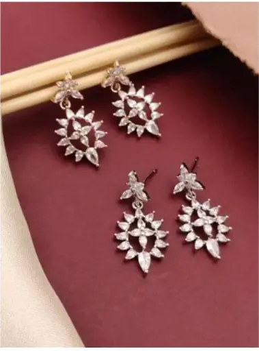 Radiant Blossom Drop Earrings in Silver Finish