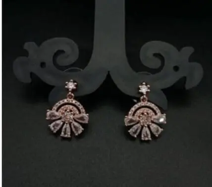 Rose Gold Fan-Inspired Drop Earrings