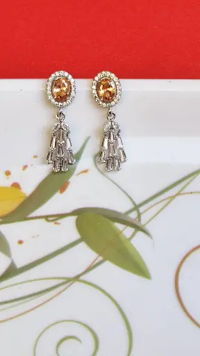 Elegant Gold-Plated Drop Earrings with Yellow Marquise Stones
