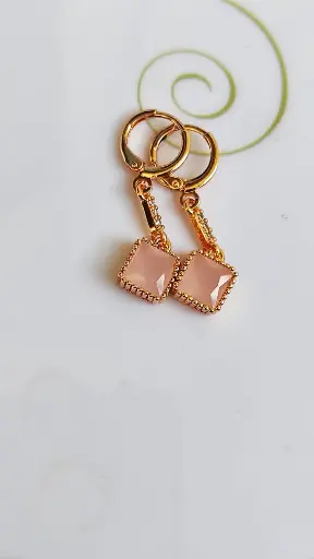 Blush Elegance Square Drop Earrings