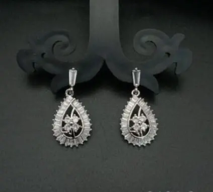 Silver-Tone Teardrop Earrings with Floral Detailing