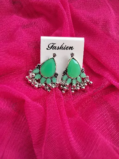 Charming Oxidized Green Drop Earrings