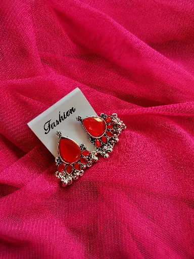 Bold Oxidized Red Drop Earrings