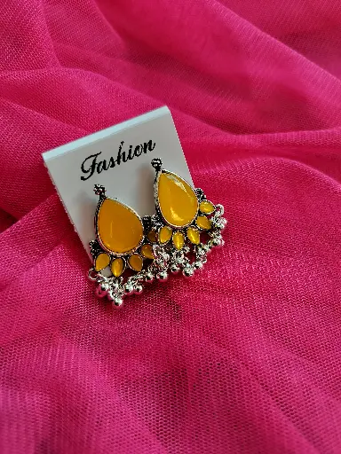 Sunshine Glow Yellow Oxidised Earrings