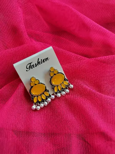 Golden Bloom Oxidised Earrings
